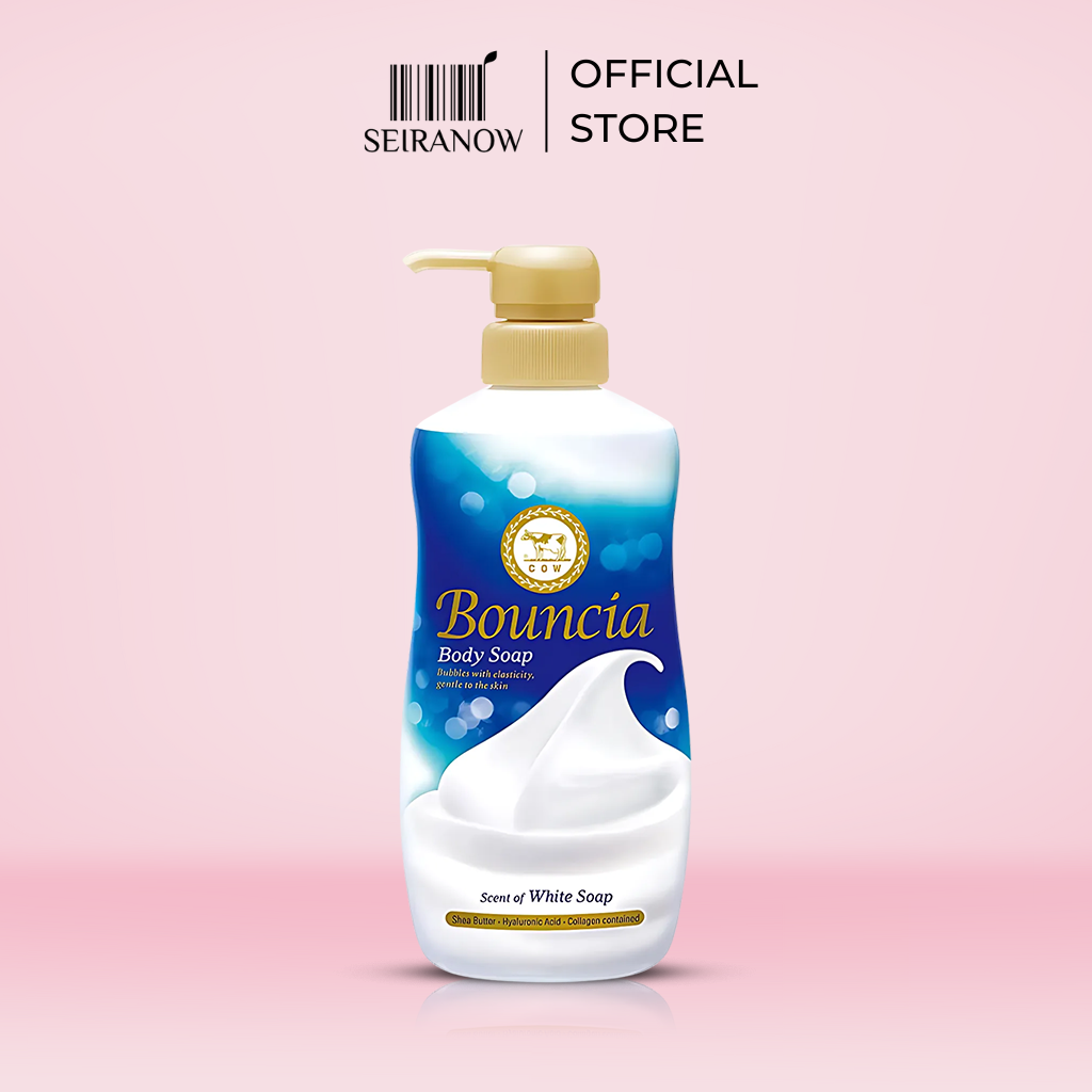 Bouncia Body Soap White Soap Pump 480ml – Moisturizing Japanese Cleanser